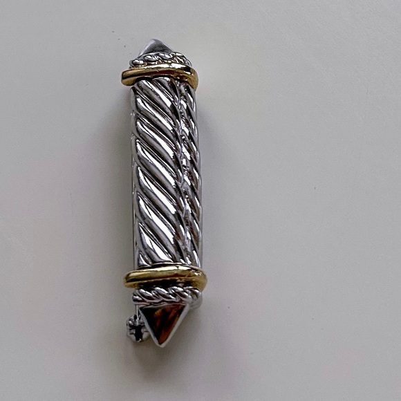 Silver and Gold Tone Bar Brooch - Classic 90s - Picture 4 of 6